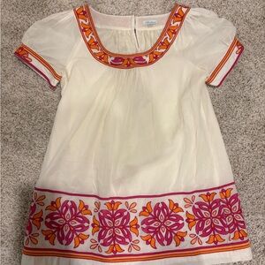 Shoshanna White Blouse Size 8 Orange & Pink Accents